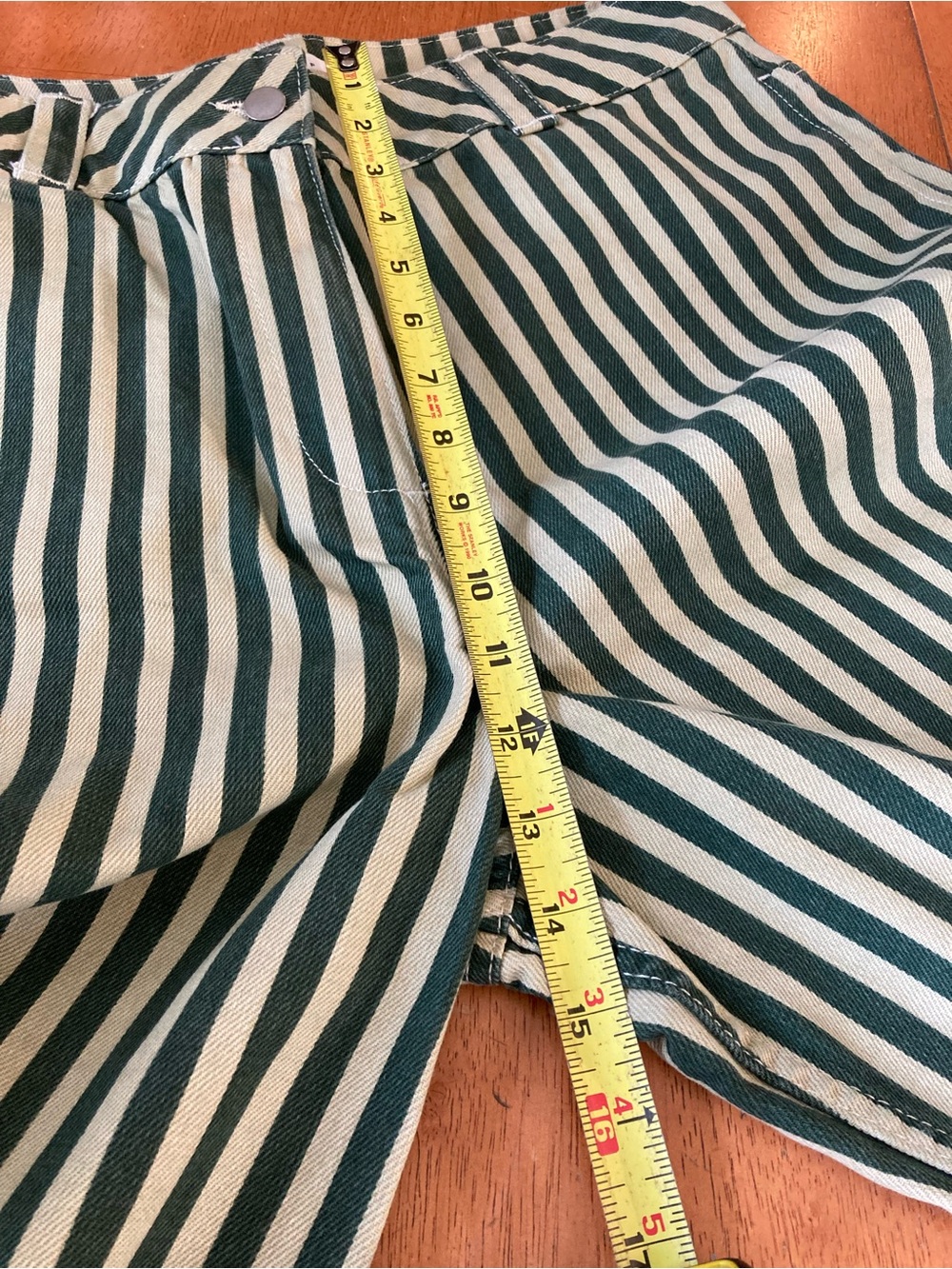 Topshop pinstripe banana wide leg pants in khaki - size 10 - Picture 13 of 13